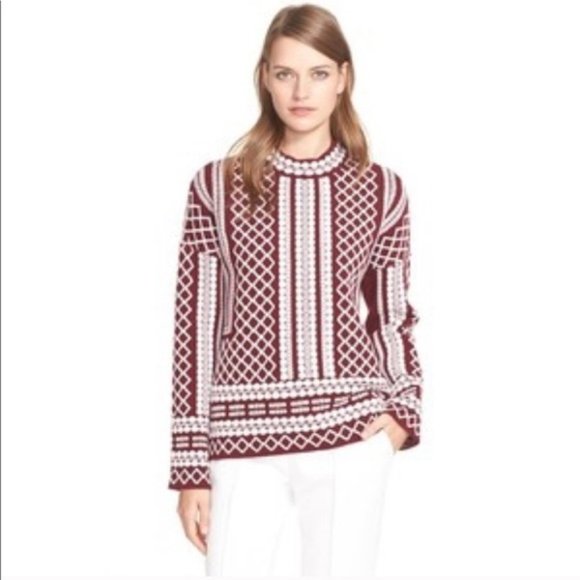 Tory Burch Red Printed Jacquard Sweater - Picture 6 of 6